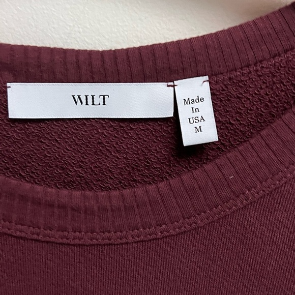 WILT Women’s Burgandy Crewneck Three Quarter Sleeve Sweatshirt - Size Medium - Picture 7 of 8
